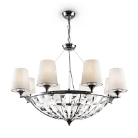 Люстра подвесная Pantheon H021PL-08CH Maytoni белая на 8 ламп, основание хром в стиле арт-деко ампир Люстра подвесная Pantheon H021PL-08CH Maytoni белая на 8 ламп, основание хром в стиле арт-деко ампир